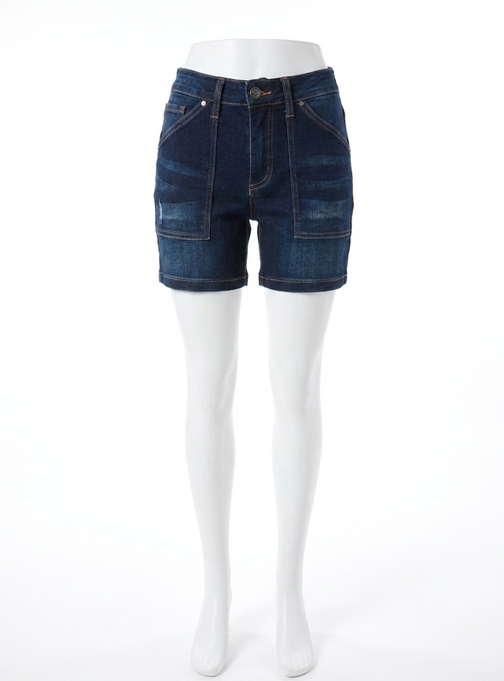 NEW GRACE AND LACE patch pocket waist shaper shorts in dark wash